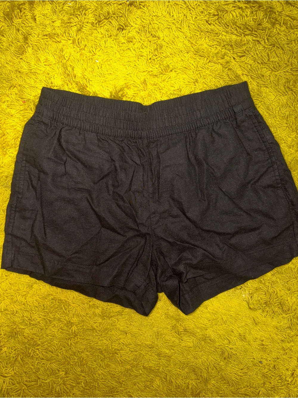 Old Navy Black Linen Casual Elastic-Waist Shorts